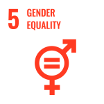 Icon representing Gender Equality with a male and female symbol and an equal sign, labeled as "5 GENDER EQUALITY".