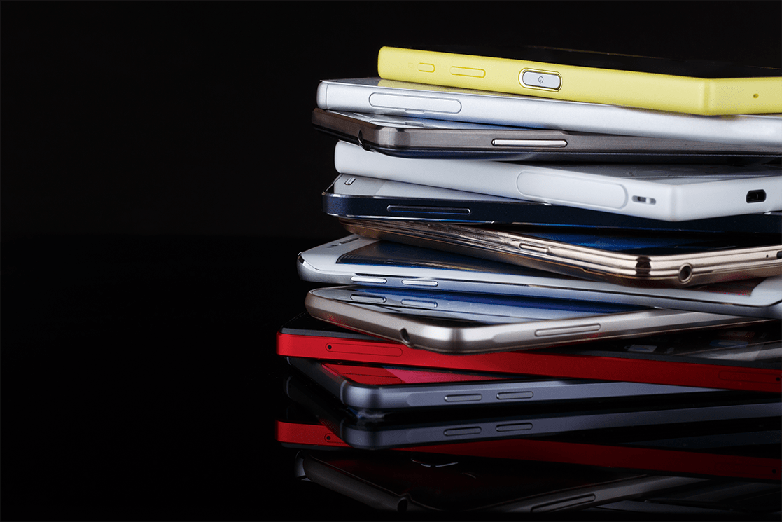smartphones stack for electronic recycling and e waste management
